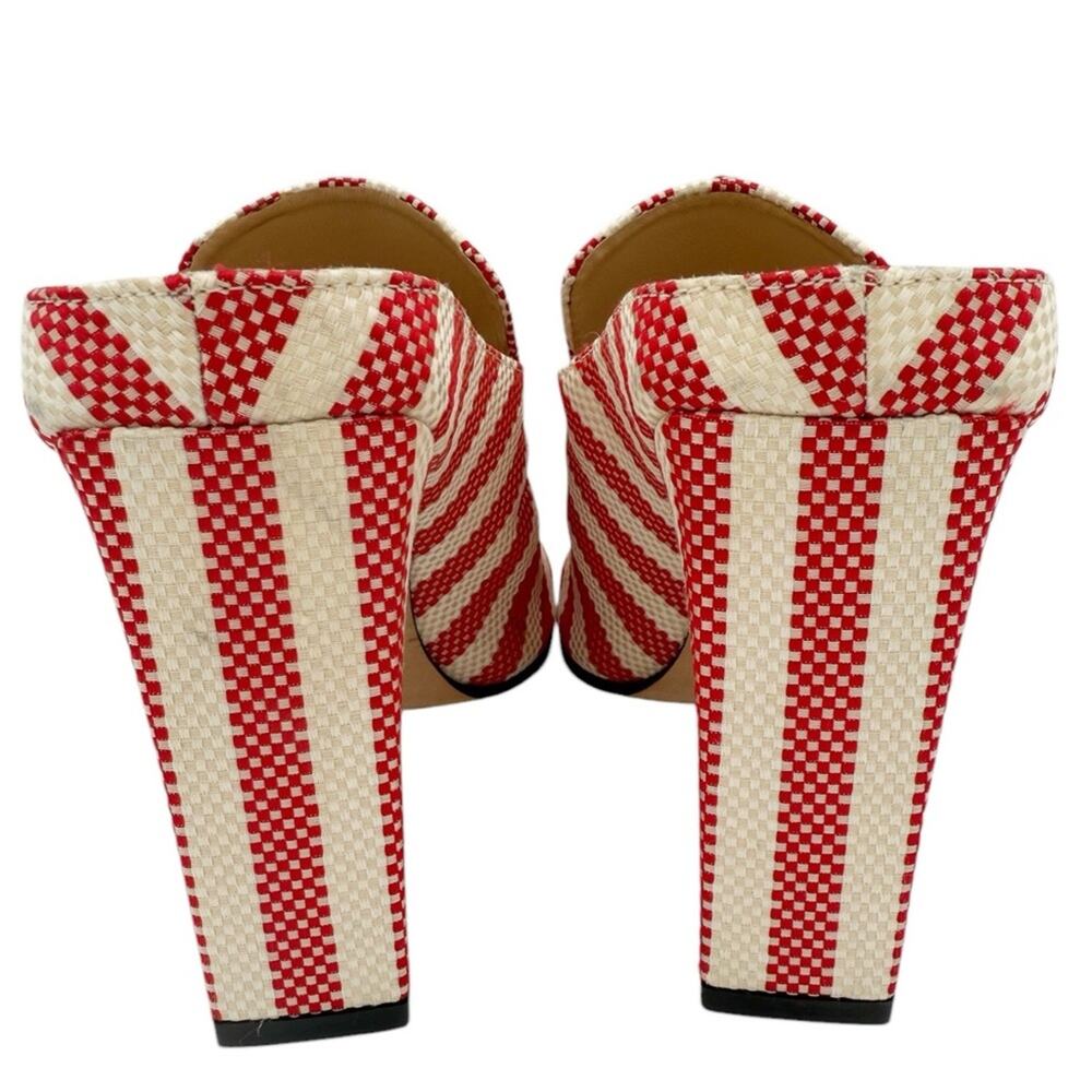 Sergio Rossi Canvas Stripe Sandals Block Heel Mules Sandals Size 36 US 6 - Picture 5 of 13
